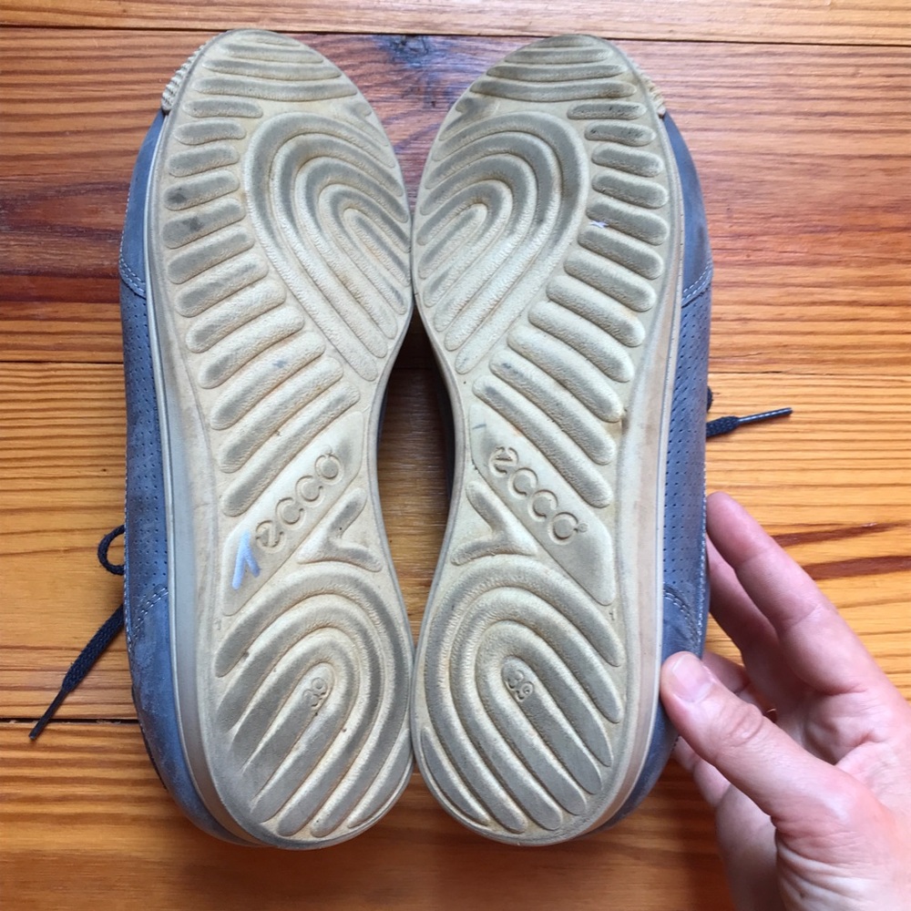 Ecco Light Blue Leather Sneakers, EUC, 39/8.5 - Picture 5 of 10